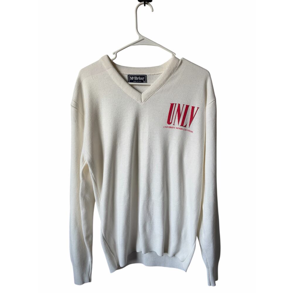 VTG McBriar White UNLV Women's V Neck Pullover Sweater Sz M - Picture 4 of 11